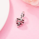 925 Silver Love Heart Spiral Dangle Beads for Bracelet