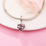 925 Silver Love Heart Spiral Dangle Beads for Bracelet