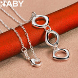 925 Silver Charms Square Pendant Set for Women Wedding Gift