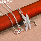 925 Silver Dragonfly Necklace Earrings Set Zircon Charms Wedding Party Jewelry