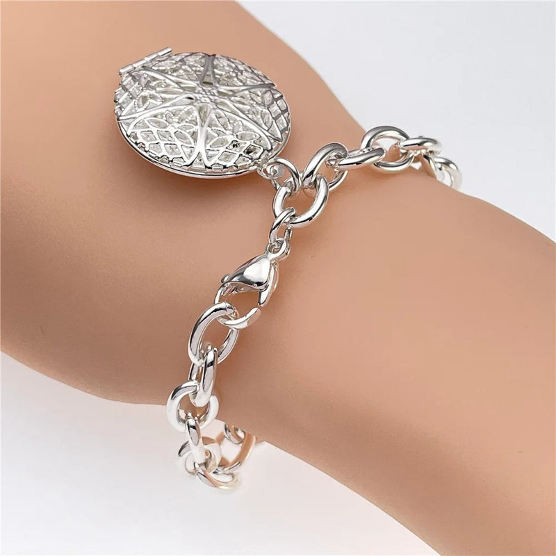 925 Silver Photo Frame Pendant Bracelet for Women Gift