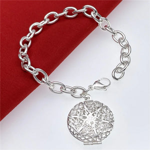 925 Silver Photo Frame Pendant Bracelet for Women Gift