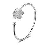 925 Silver Cherry Blossom Flower Bangle Bracelet Wedding Jewelry