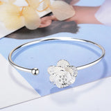 925 Silver Cherry Blossom Flower Bangle Bracelet Wedding Jewelry