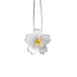 925 Silver Cherry Blossom Pendant Necklace Romantic Jewelry
