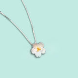 925 Silver Cherry Blossom Pendant Necklace Romantic Jewelry