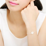 925 Silver Cherry Blossom Strand Bracelet Anniversary Gift