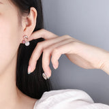 925 Silver Cherry Crystals Stud Earring Women Jewelry Accessories