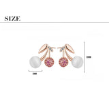 925 Silver Cherry Crystals Stud Earring Women Jewelry Accessories