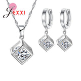 925 Silver Cherry Plum Flower Jewelry Set CZ Women Dress Up