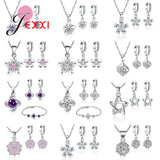 925 Silver Cherry Plum Flower Jewelry Set CZ Women Dress Up