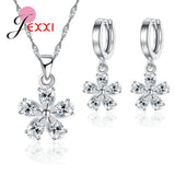 925 Silver Cherry Plum Flower Jewelry Set CZ Women Dress Up