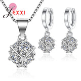 925 Silver Cherry Plum Flower Jewelry Set CZ Women Dress Up