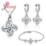 925 Silver Cherry Plum Flower Jewelry Set CZ Women Dress Up