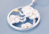 925 Silver Cherry Blossoms Drop Earrings Women Jewelry