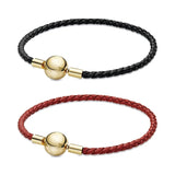 925 Silver & Red Leather Pan Bracelet for Women