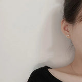 925 Silver Zircon Folding Fan Stud Earrings for Women