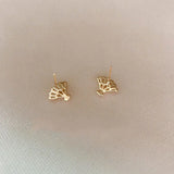 925 Silver Zircon Folding Fan Stud Earrings for Women