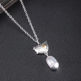 925 Silver Chinese Style Bird Necklace Freshwater Pearl Pendant Choker