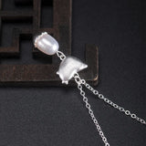 925 Silver Chinese Style Bird Necklace Freshwater Pearl Pendant Choker