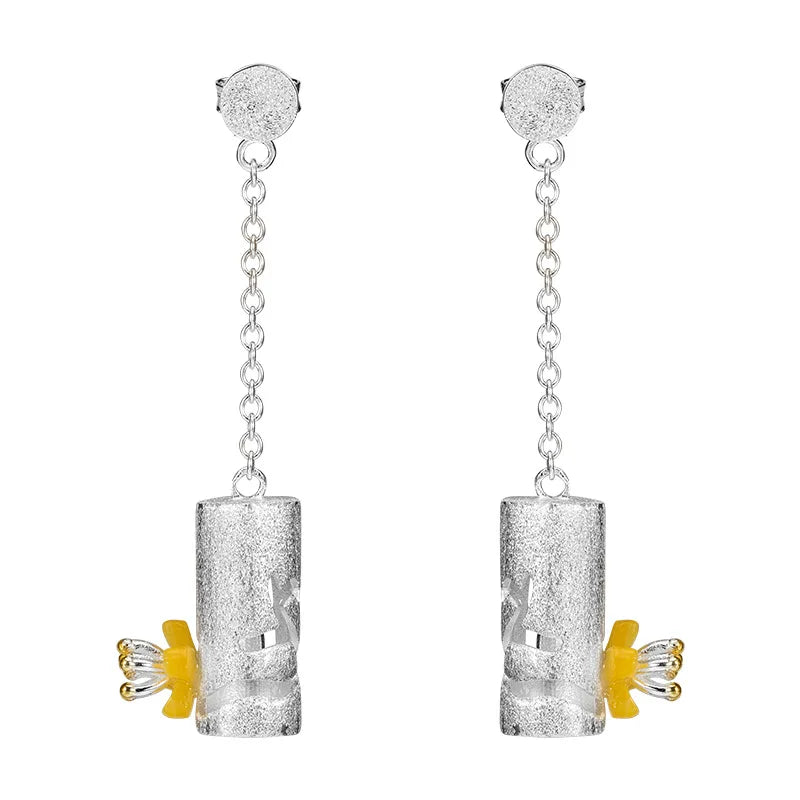 925 Sterling Silver Chinese Style Lantern Earrings for Women Girls