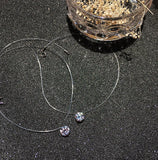 925 Silver Choker Crystal Necklace Pendants Women Clavicle Chain
