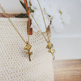 925 Silver Choker Necklace Eternal Rose Flower Pendant