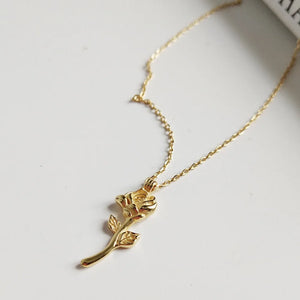 925 Silver Choker Necklace Eternal Rose Flower Pendant