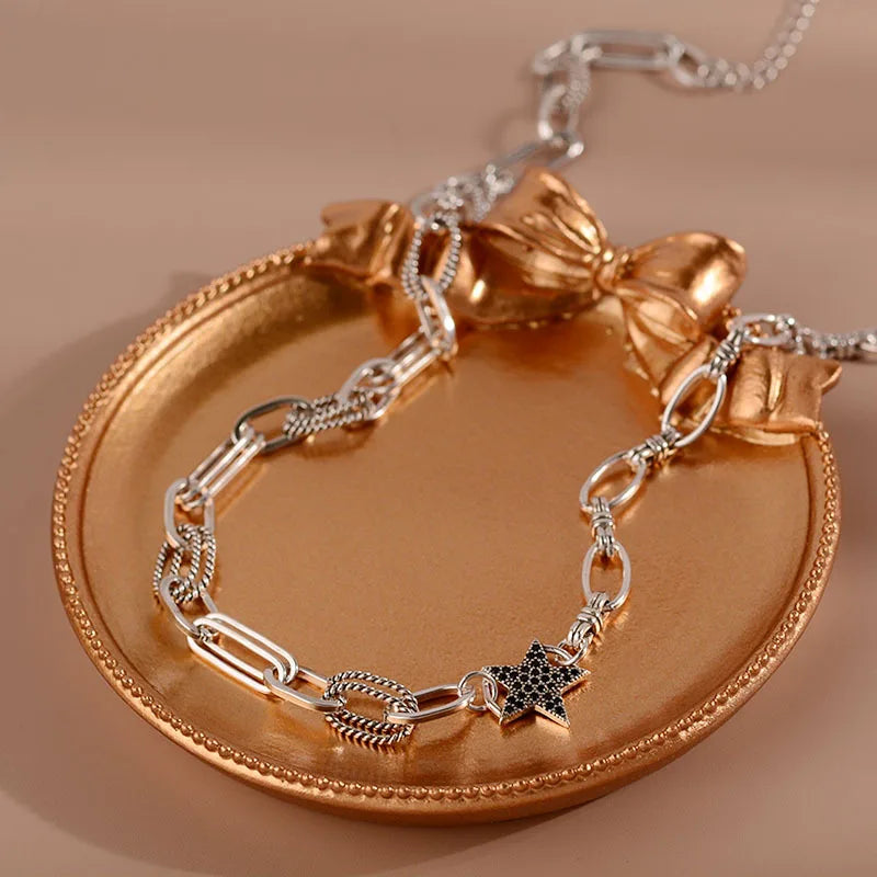 925 Silver Choker Necklace Wide Fine Jewelry