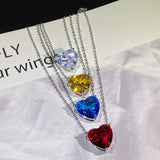 925 Silver Choker Heart Gemstone Necklace Women Jewelry