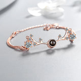 925 Silver Xmas Antlers Bracelet Zirconia Projection Jewelry