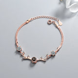 925 Silver Xmas Antlers Bracelet Zirconia Projection Jewelry