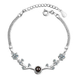 925 Silver Xmas Antlers Bracelet Zirconia Projection Jewelry