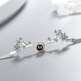 925 Silver Xmas Antlers Bracelet Zirconia Projection Jewelry