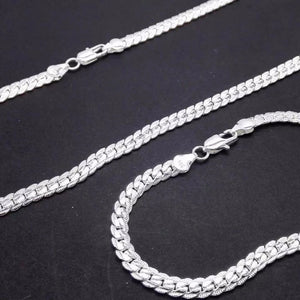925 Silver Christmas Flat Chain Set for Man Women