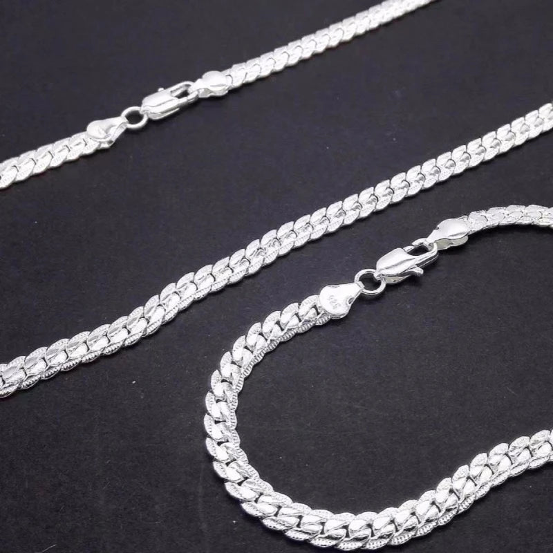 925 Silver Christmas Flat Chain Set for Man Women