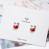 925 Silver Christmas Micro CZ Elk Deer Stud Earrings S-E486