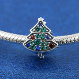 925 Silver Christmas Tree Charm Bead with Cz for European Jewelry
