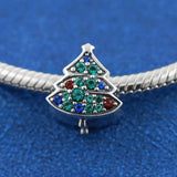 925 Silver Christmas Tree Charm Bead with Cz for European Jewelry