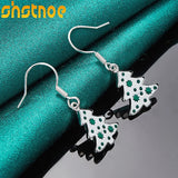 925 Silver Christmas Tree Drop Earrings for Women Party Engagement