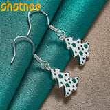 925 Silver Christmas Tree Drop Earrings for Women Party Engagement