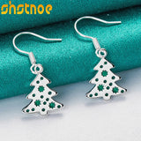 925 Silver Christmas Tree Drop Earrings for Women Party Engagement