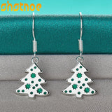 925 Silver Christmas Tree Drop Earrings for Women Party Engagement