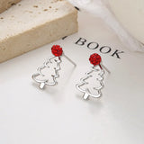 925 Silver Christmas Tree Earrings For Women Kids Party Jewelry Gift