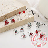 925 Silver Christmas Tree Earrings For Women Kids Party Jewelry Gift