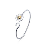 925 Silver Chrysanthemum Bangle Bracelet Wedding Engagement Jewelry