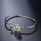 925 Silver Chrysanthemum Bangle Bracelet Wedding Engagement Jewelry