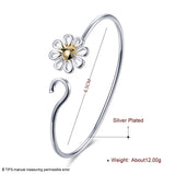 925 Silver Chrysanthemum Bangle Bracelet Wedding Engagement Jewelry