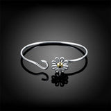 925 Silver Chrysanthemum Bangle Bracelet Wedding Engagement Jewelry