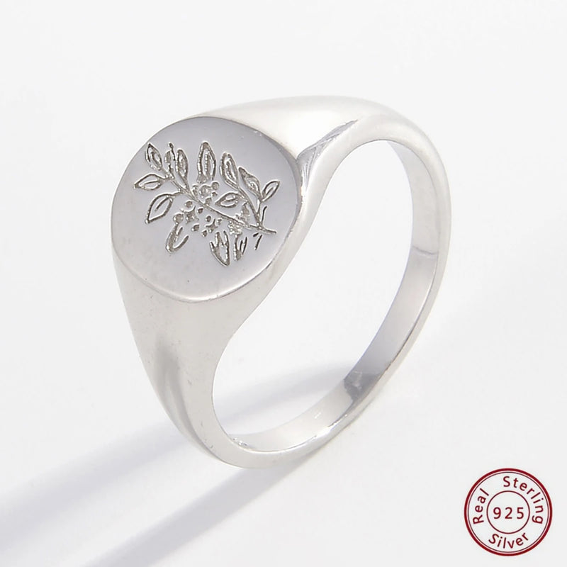 925 Sterling Silver Chunky Tree Leaves Pattern Rings For Party Birthday Jewelry